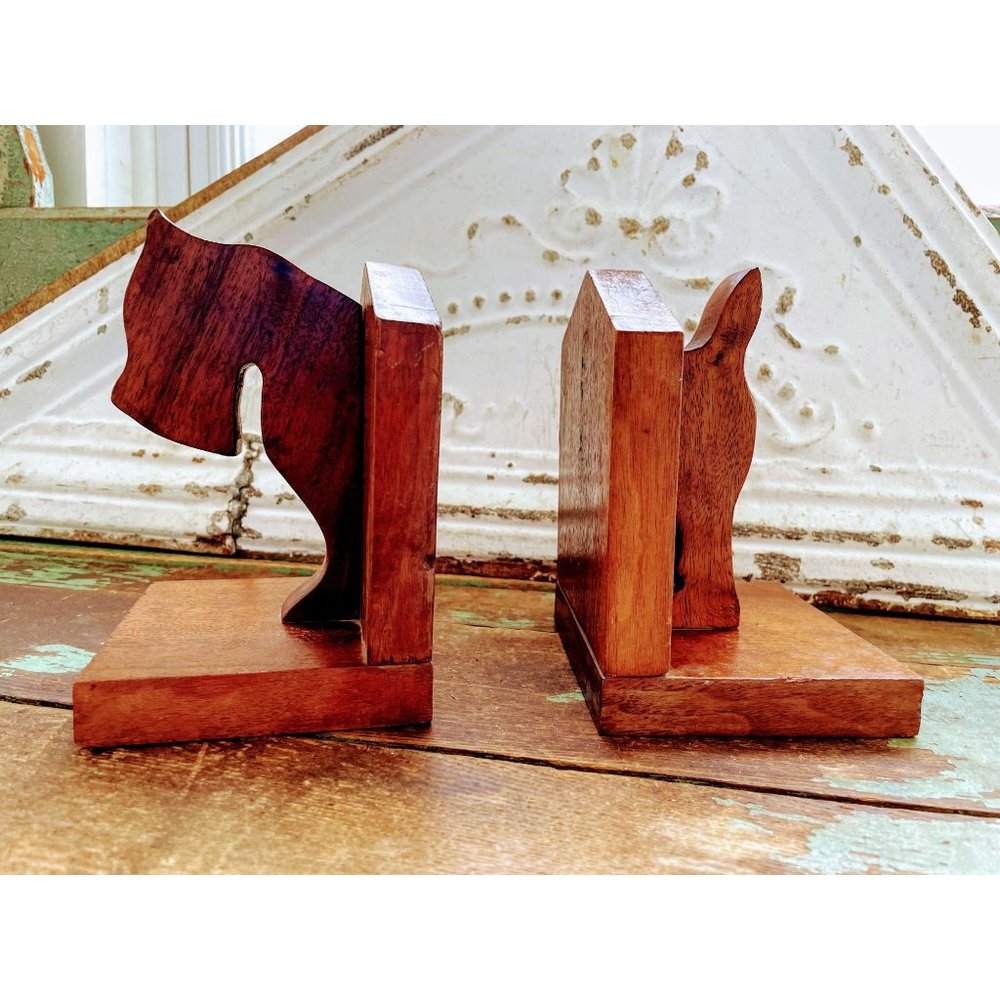 Vintage Art Deco Scotty Dog Wood Bookends - Picture 9 of 9